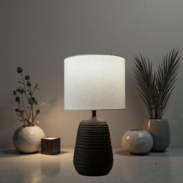 180-BULLE-LAMPARA DE MESA E27 NEGRA 180X180X390MM