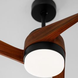 TBCIN-VENTILADOR TULUM C/LUZ CUERPO NEGRO ASPAS CAOBA