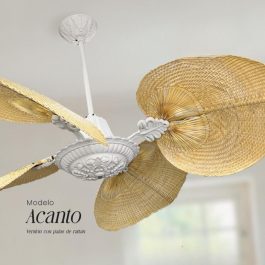 WINDLUX-VENTILADOR ACANTO BCO. C/PALAS RATTAN NATURALES